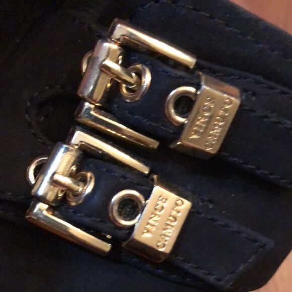 Vince Camuto black and gold heeled booties Suede genuine leather size 7 - Picture 8 of 9